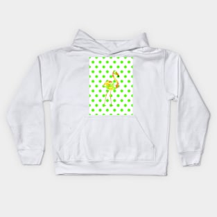 Flamingo On Green Kids Hoodie